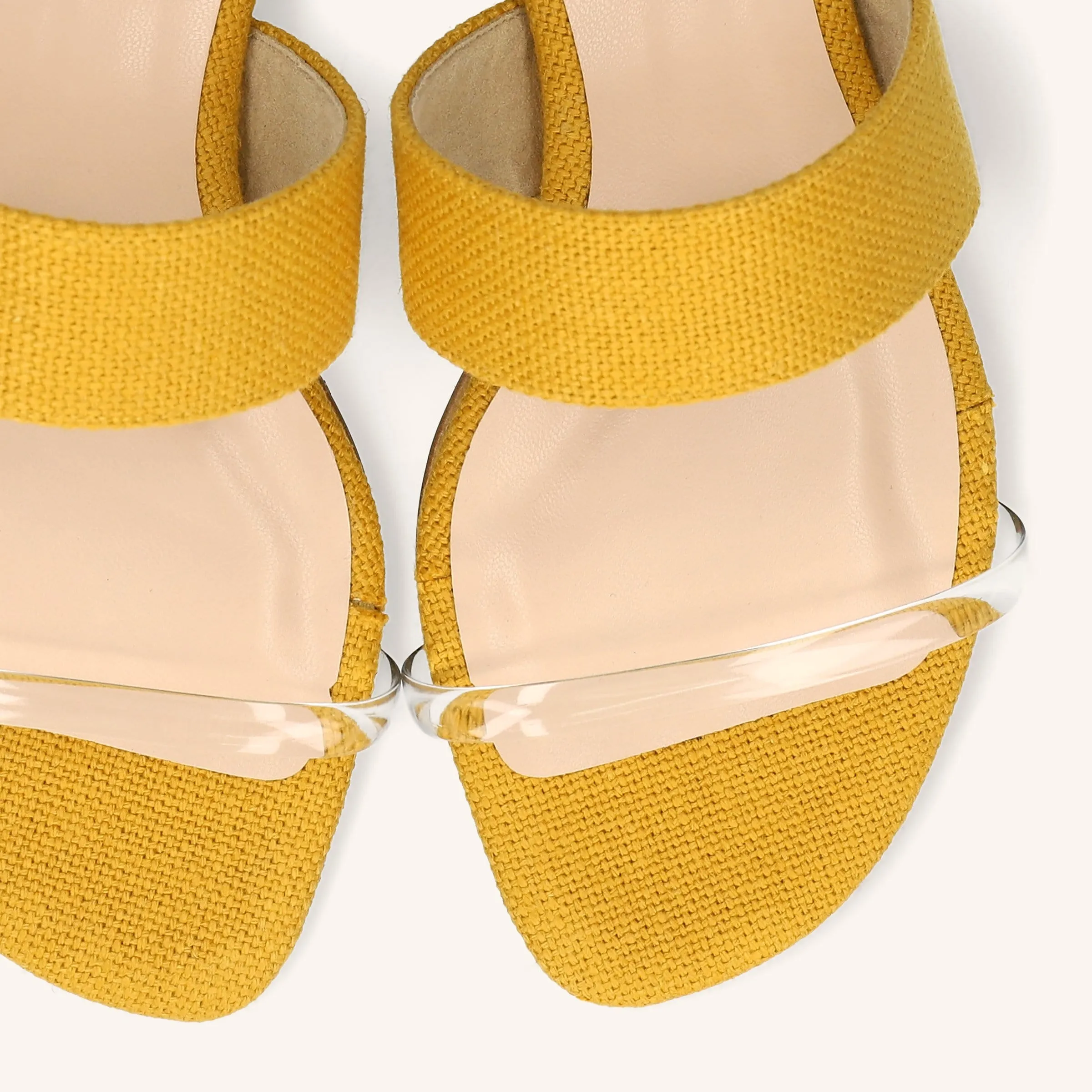 Limited special price 2,990 yen: Linen &amp; PVC combination slippers (12221) yellow