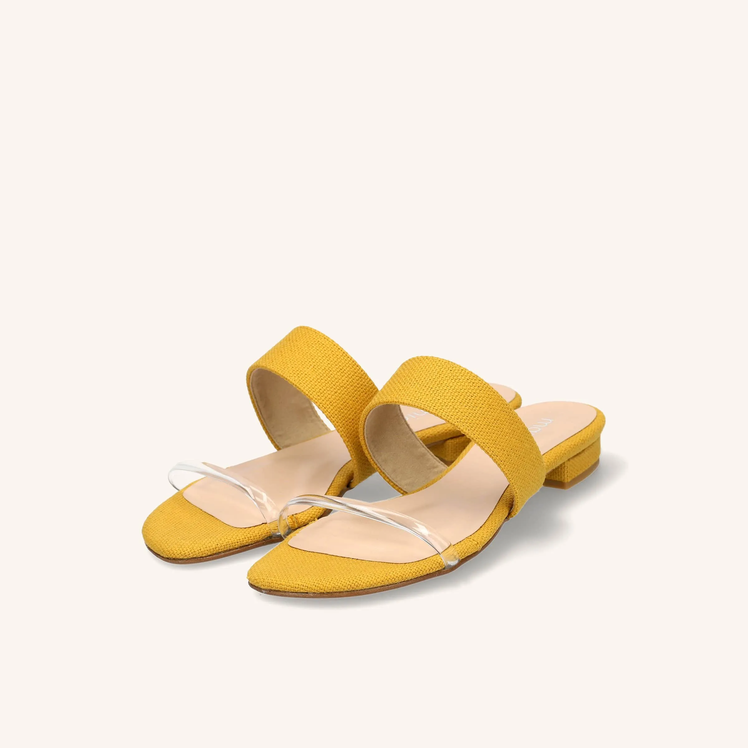 Limited special price 2,990 yen: Linen &amp; PVC combination slippers (12221) yellow
