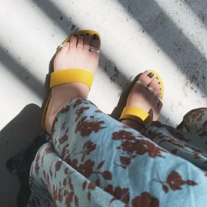 Limited special price 2,990 yen: Linen &amp; PVC combination slippers (12221) yellow