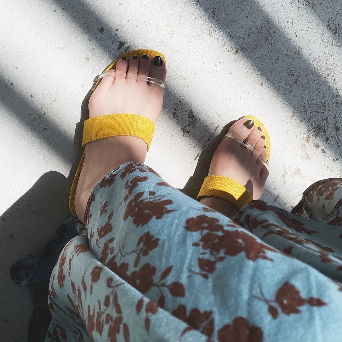 Limited special price 2,990 yen: Linen &amp; PVC combination slippers (12221) yellow