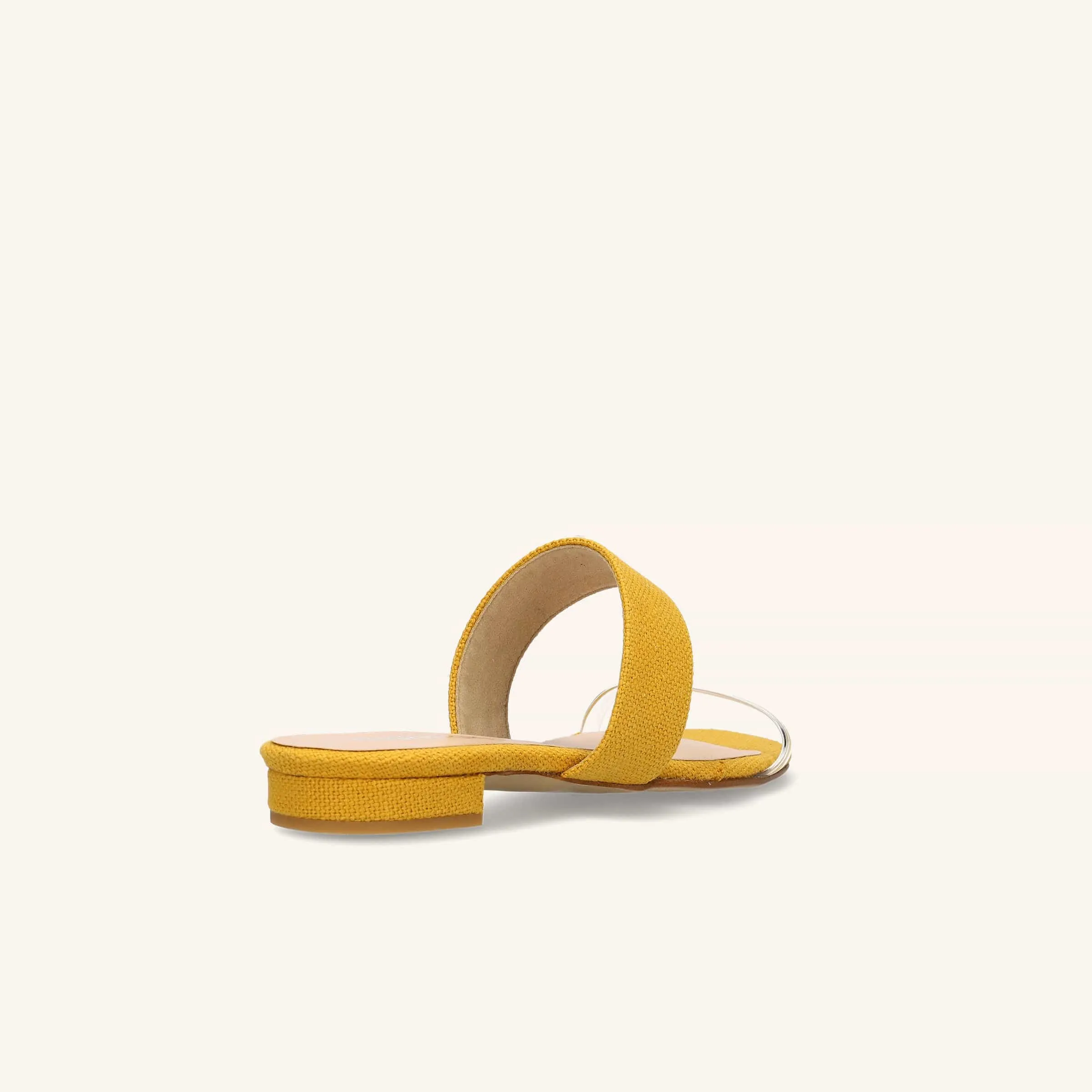 Limited special price 2,990 yen: Linen &amp; PVC combination slippers (12221) yellow