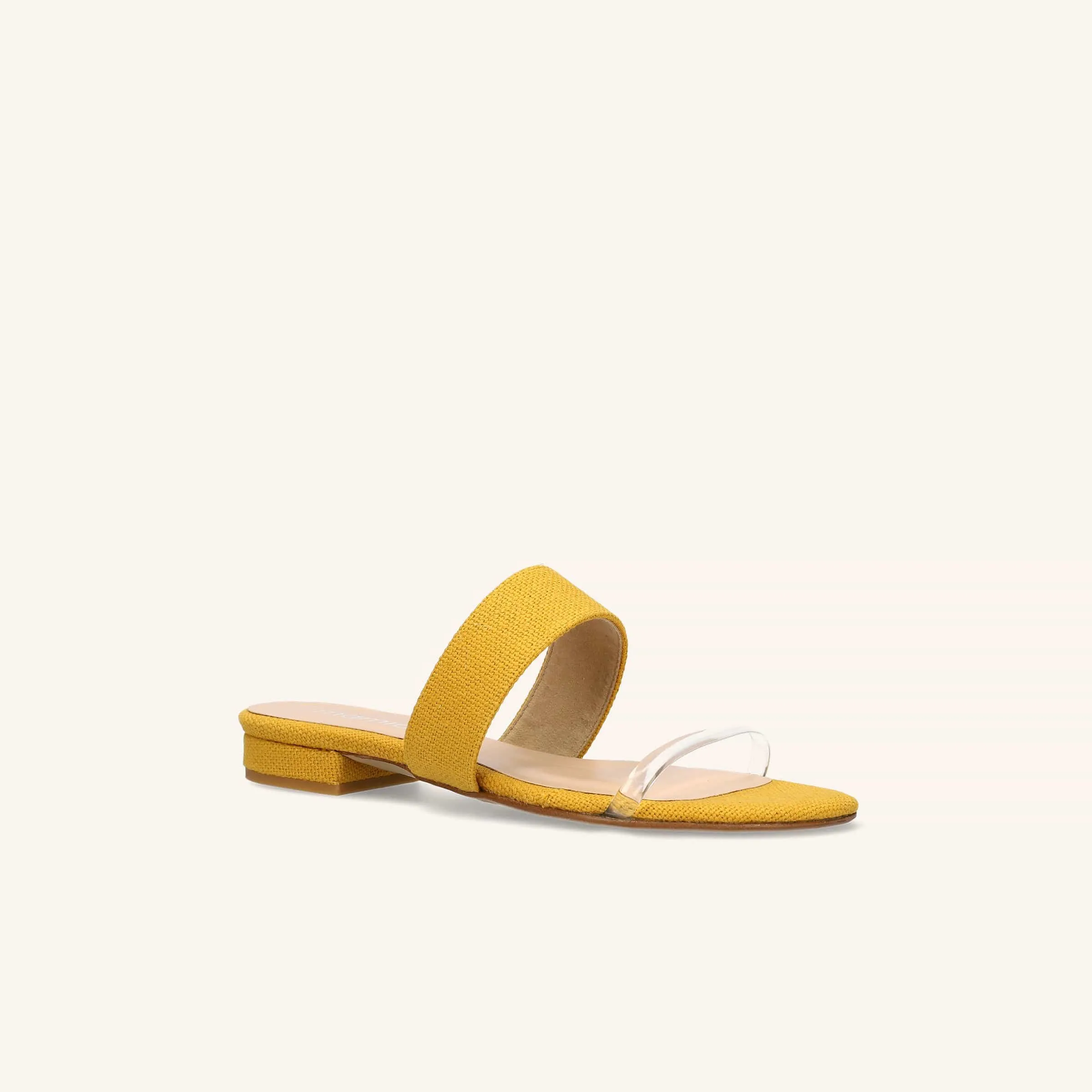 Limited special price 2,990 yen: Linen &amp; PVC combination slippers (12221) yellow