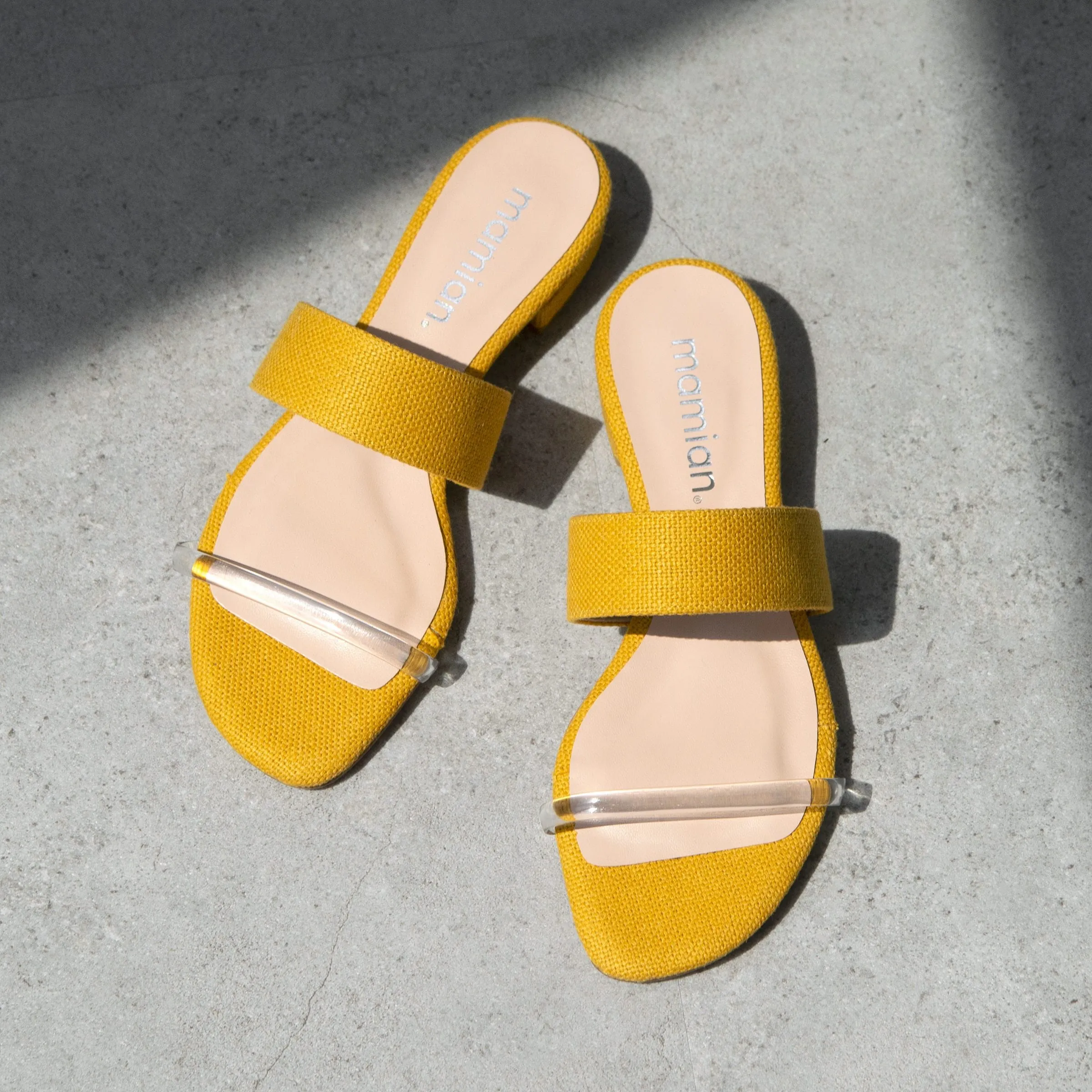 Limited special price 2,990 yen: Linen &amp; PVC combination slippers (12221) yellow