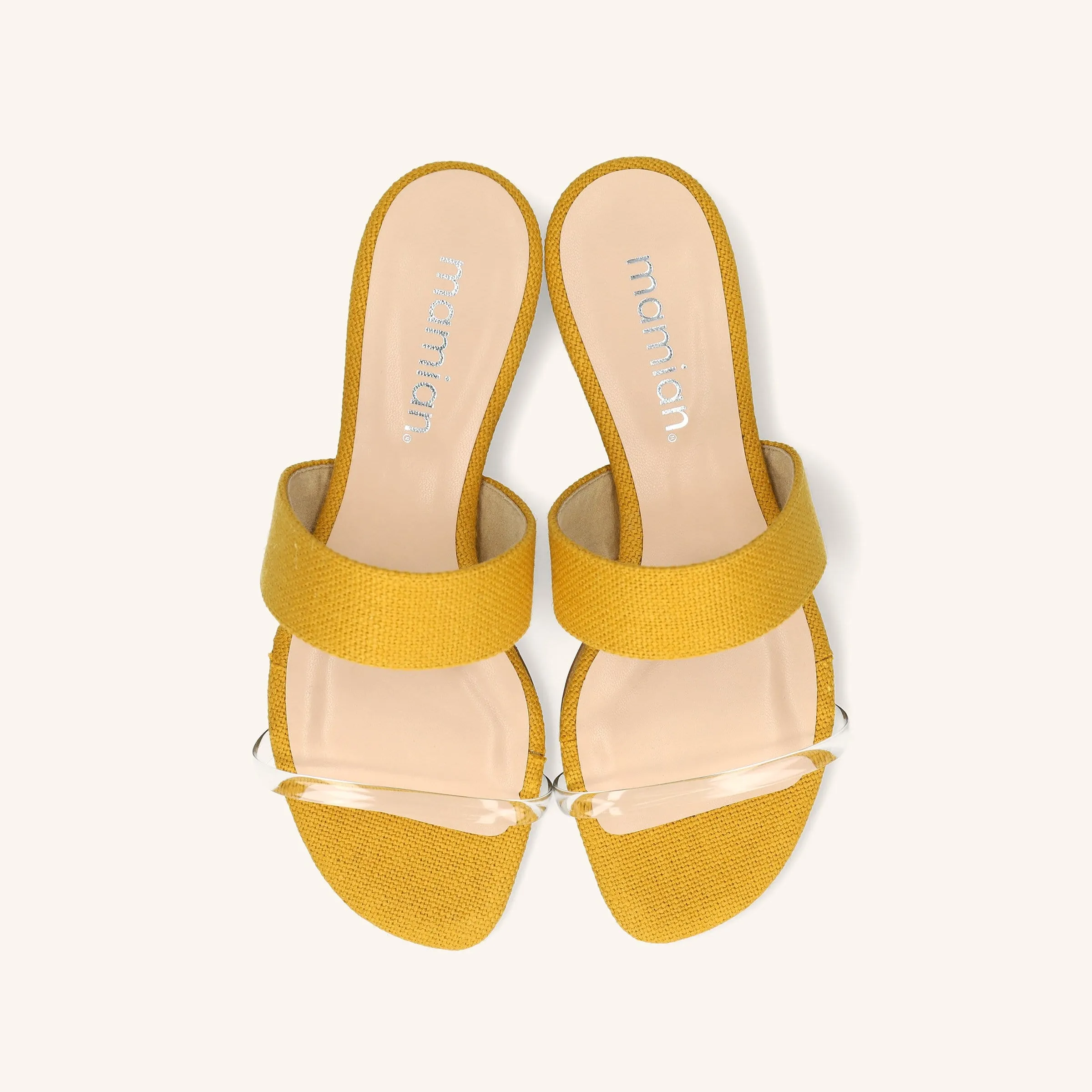 Limited special price 2,990 yen: Linen &amp; PVC combination slippers (12221) yellow