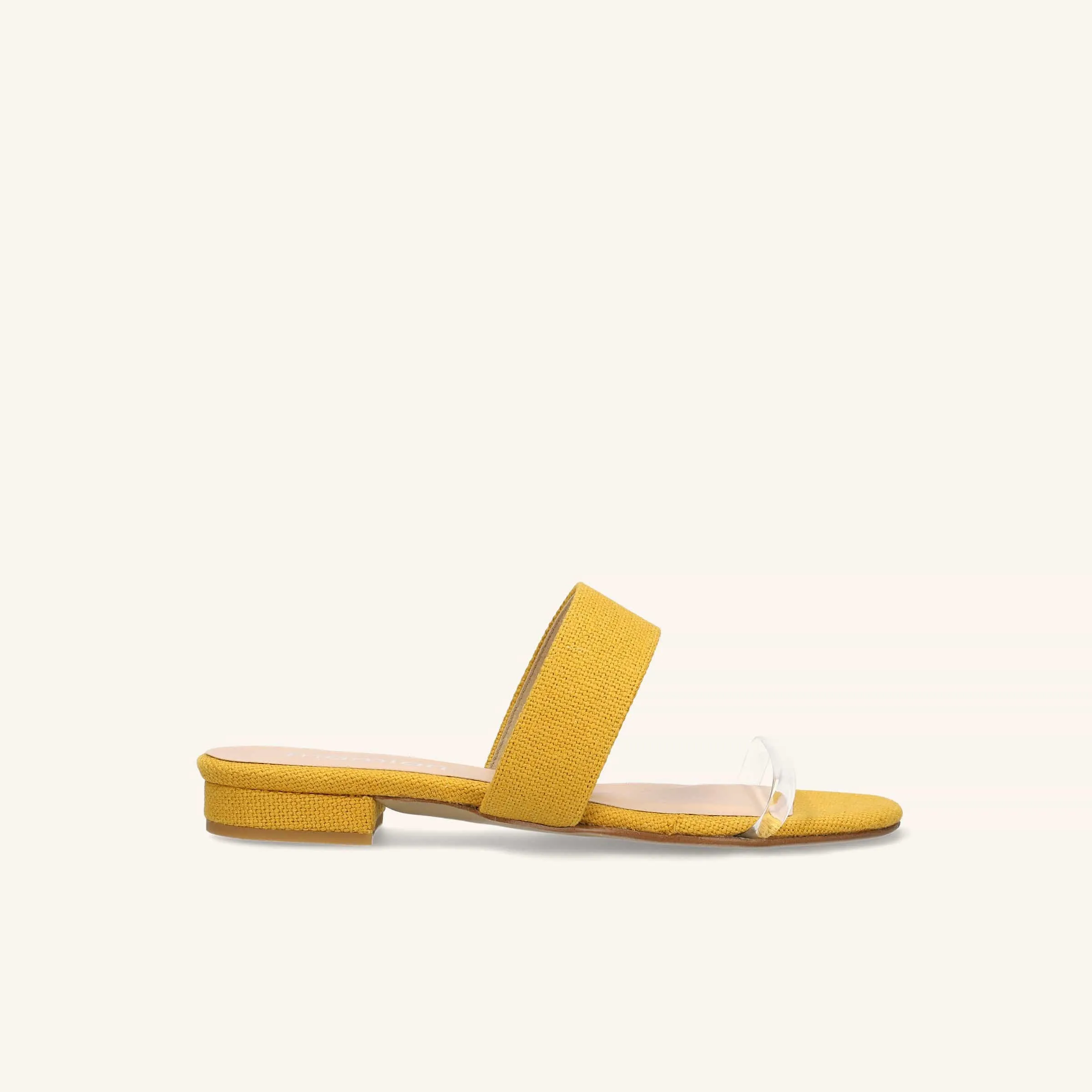 Limited special price 2,990 yen: Linen &amp; PVC combination slippers (12221) yellow