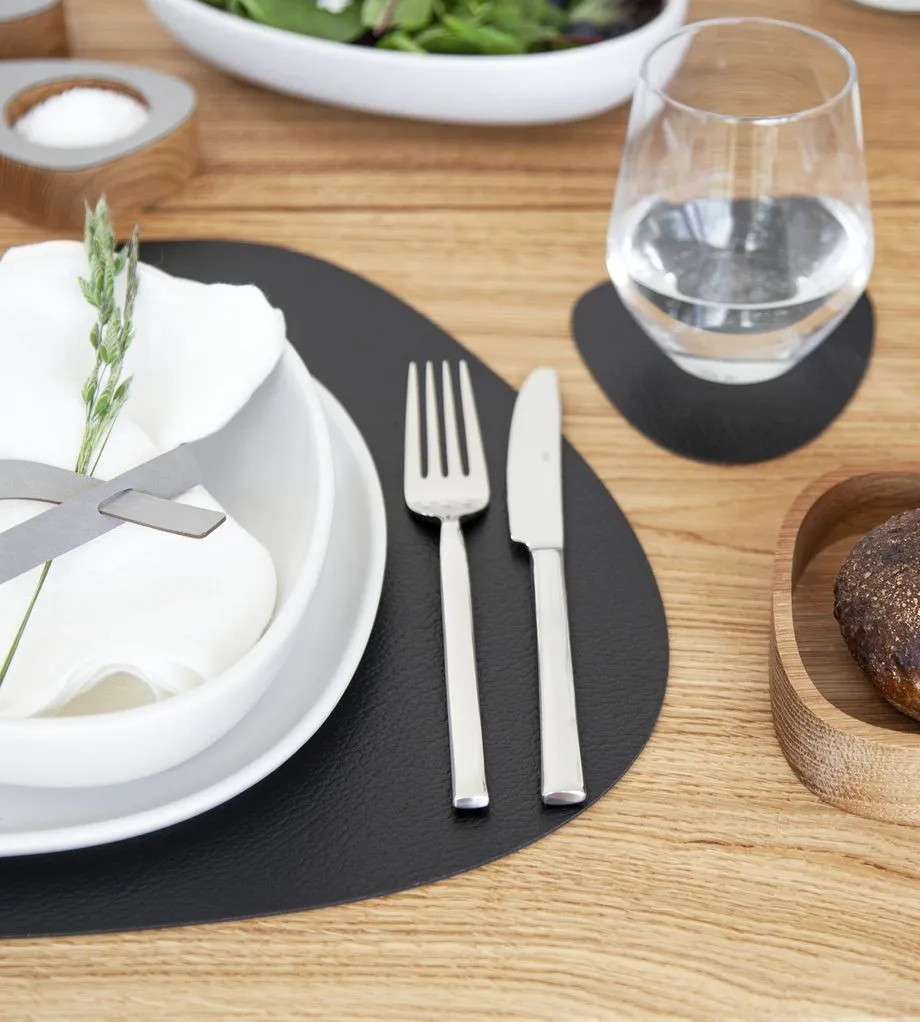 LINDDNA Dinner Mat Curve / Reversible - BULL Warm Grey / BULL Black