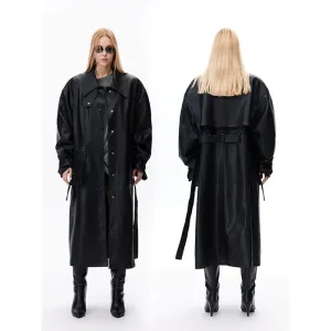 Long Leather Trench Coat