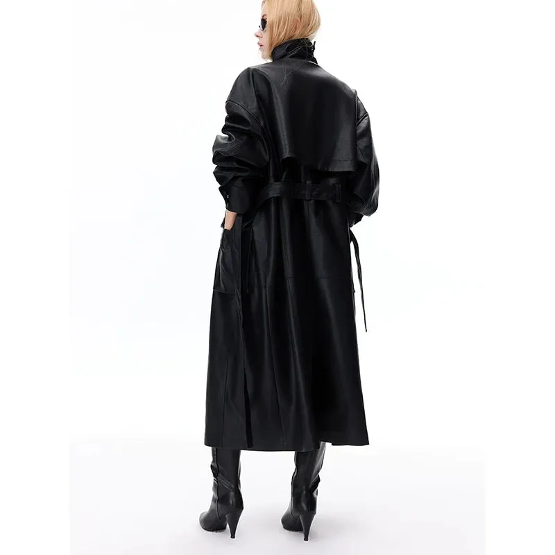 Long Leather Trench Coat