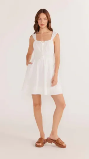 Lotus Drawstring Mini Dress Ivory