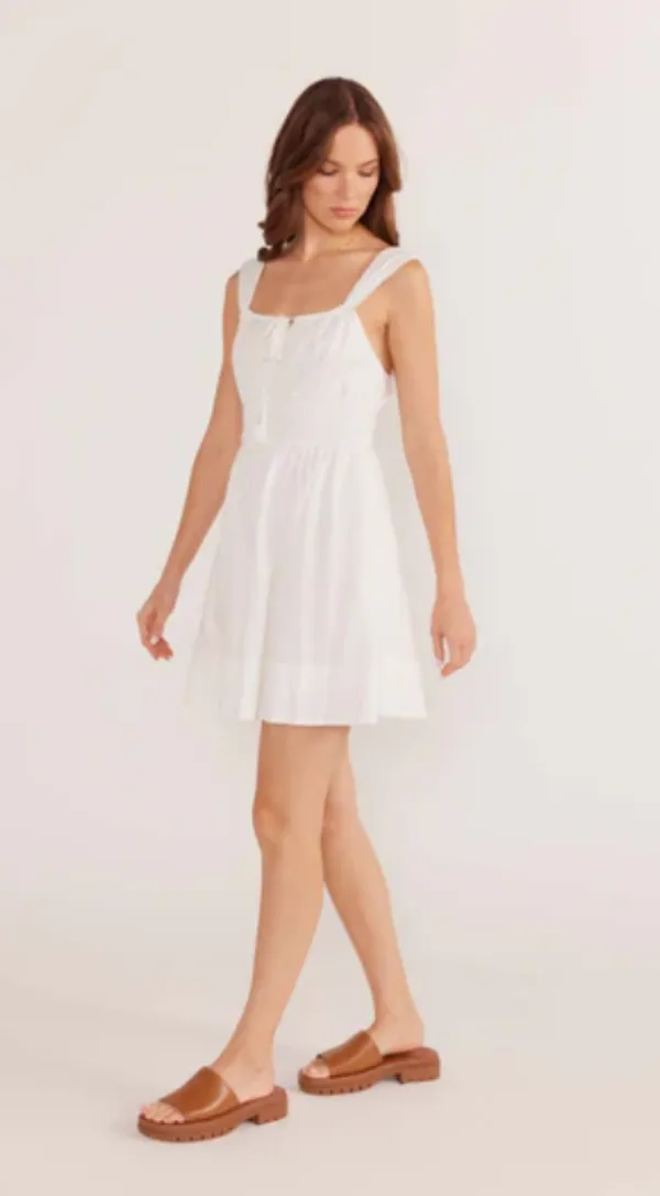 Lotus Drawstring Mini Dress Ivory