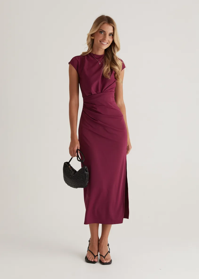 Mavis Midi Dress - Plum