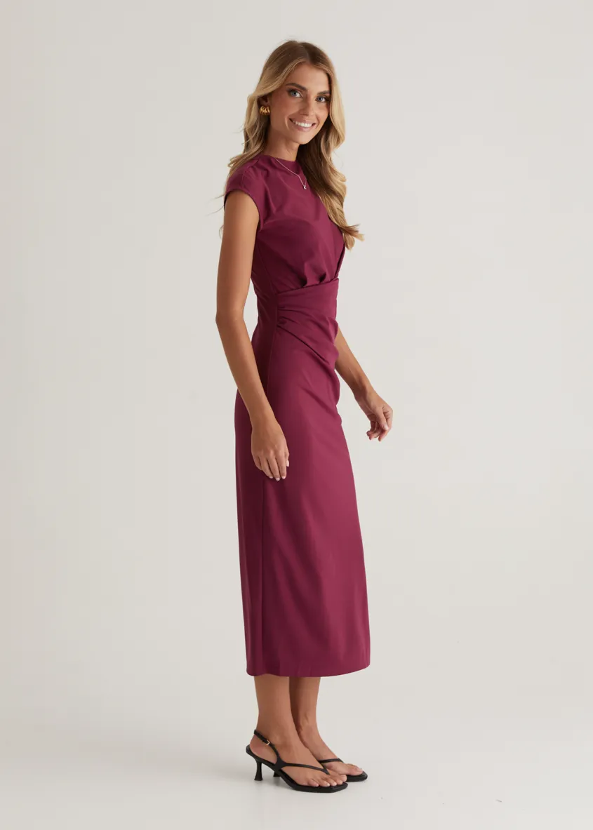Mavis Midi Dress - Plum