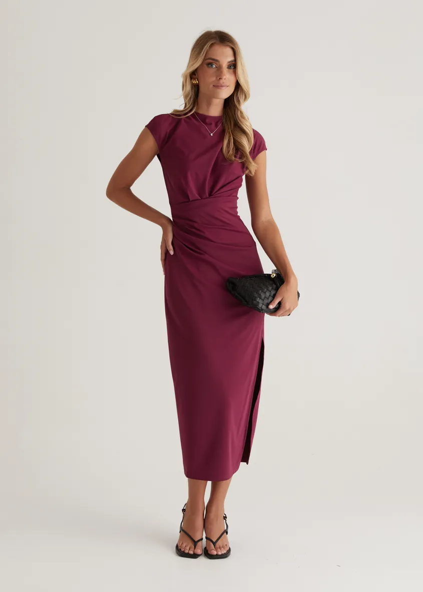 Mavis Midi Dress - Plum