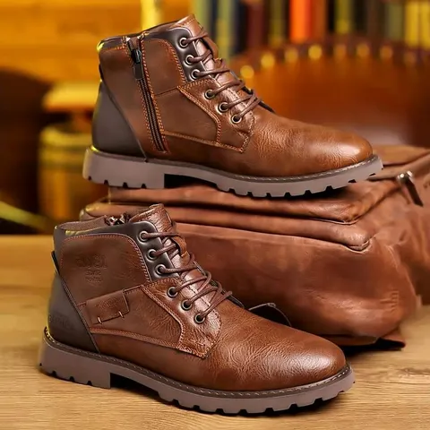 Men's Casual Thick Sole Vegan Leather Chelsea Boots | Eco-Friendly Materials