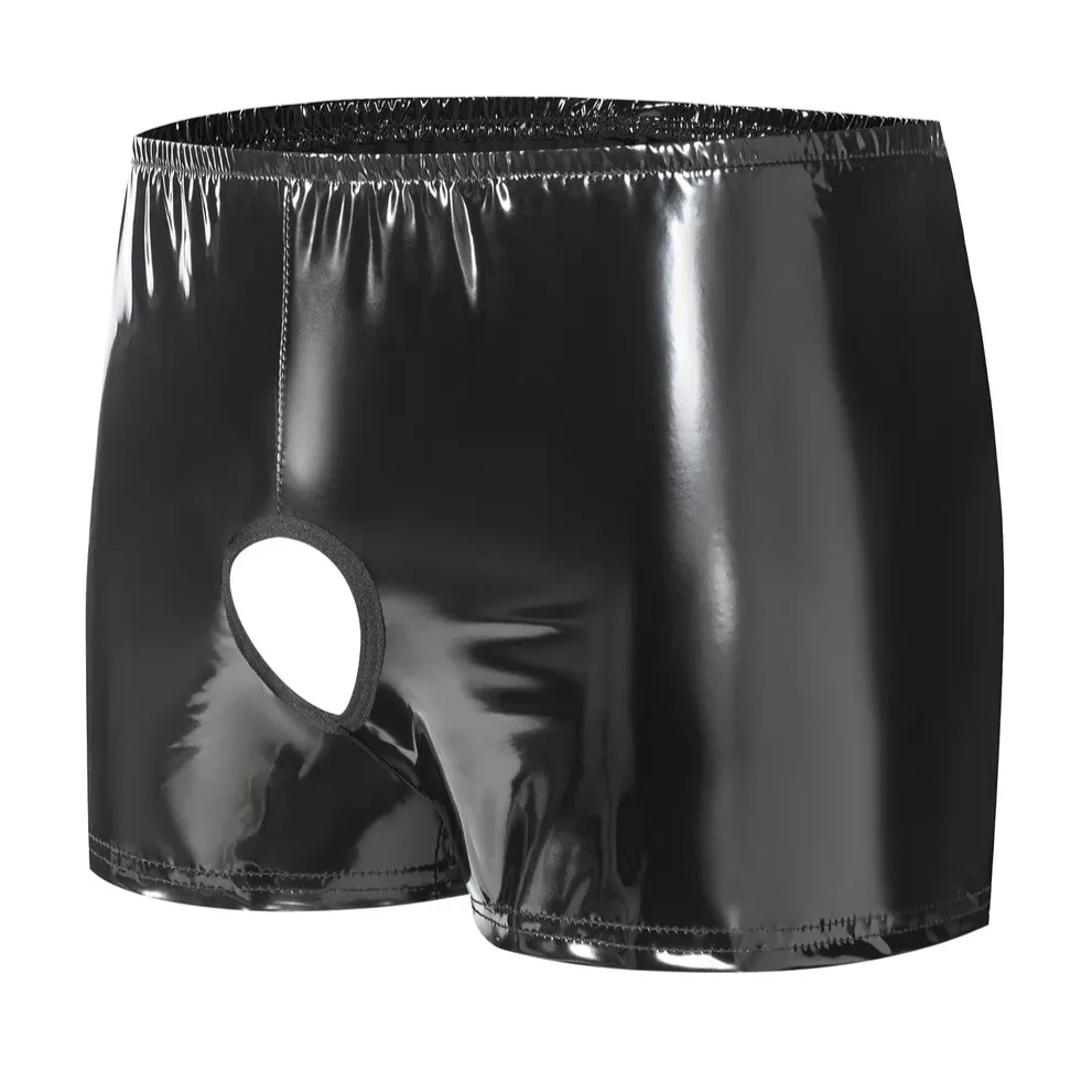 Men’s Double-Hole Glossy Boxer Shorts