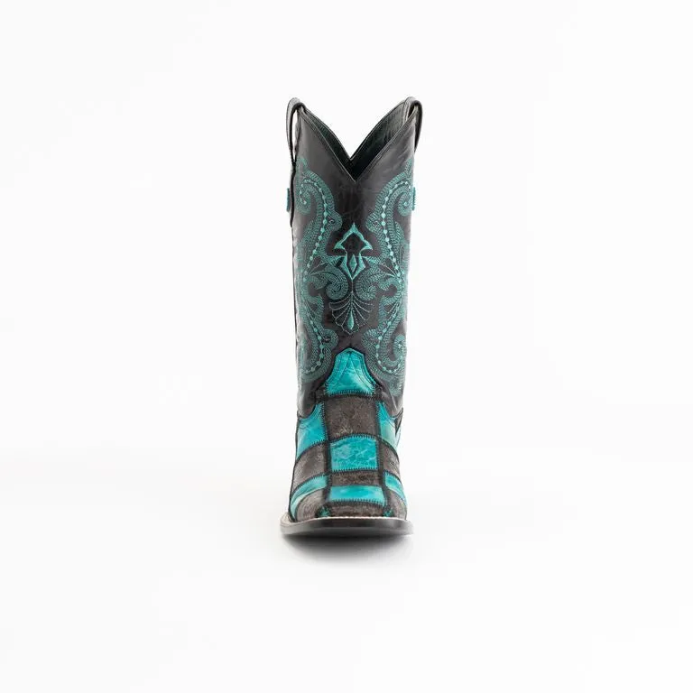 Men's Ferrini Patchwork Leather Boots Handcrafted Black