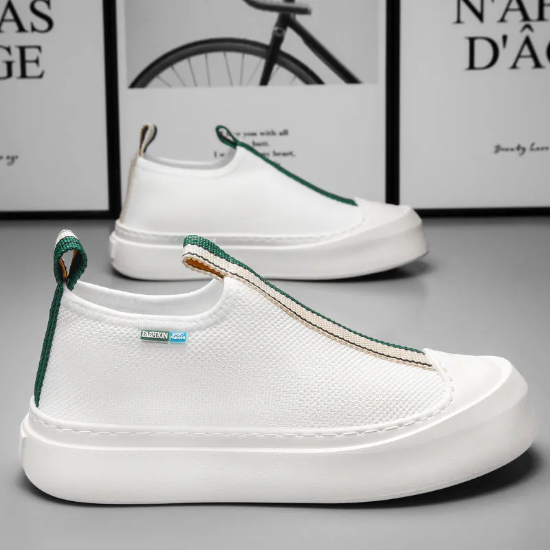 Men's Loafers: All-Match Flying Woven, Breathable Mesh, Thick-Soled