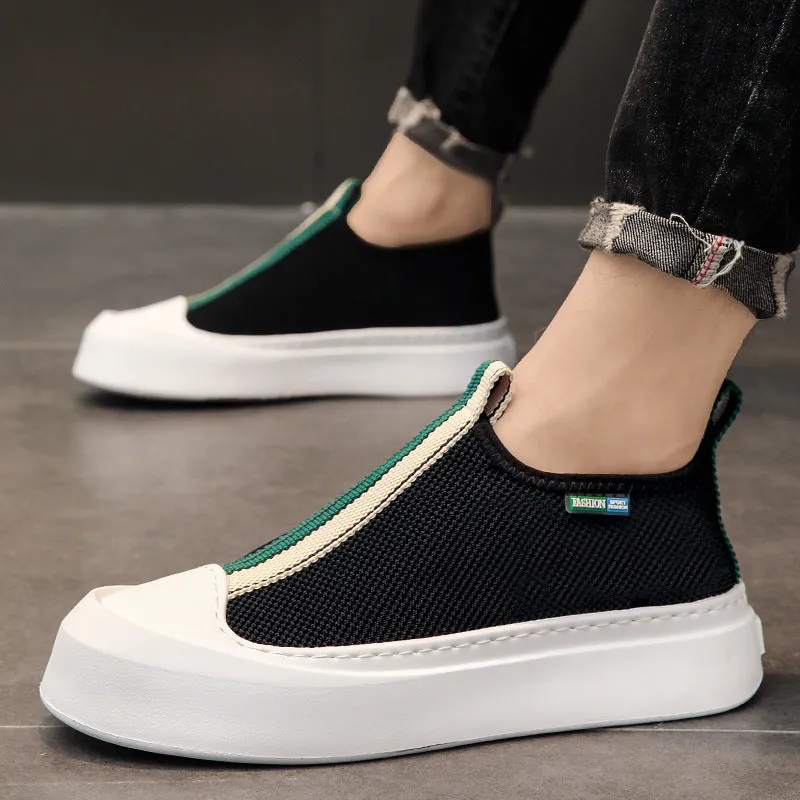 Men's Loafers: All-Match Flying Woven, Breathable Mesh, Thick-Soled