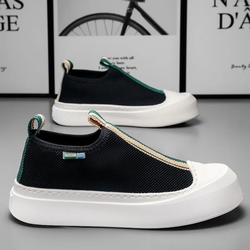 Men's Loafers: All-Match Flying Woven, Breathable Mesh, Thick-Soled