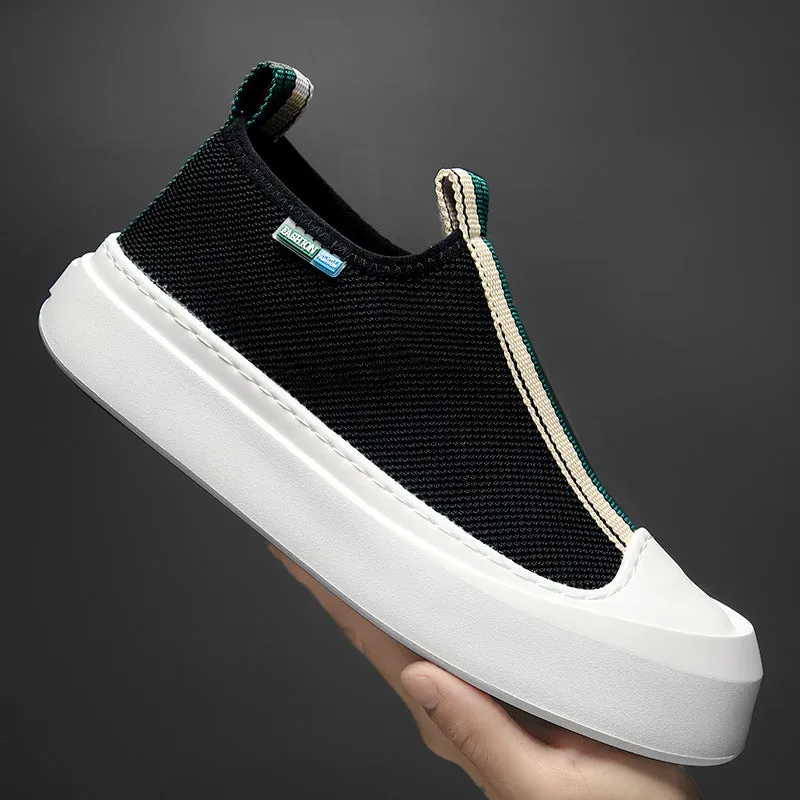 Men's Loafers: All-Match Flying Woven, Breathable Mesh, Thick-Soled