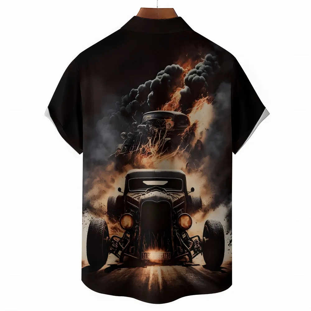Men's Retro Car Casual Short Sleeve Shirt 2401000334