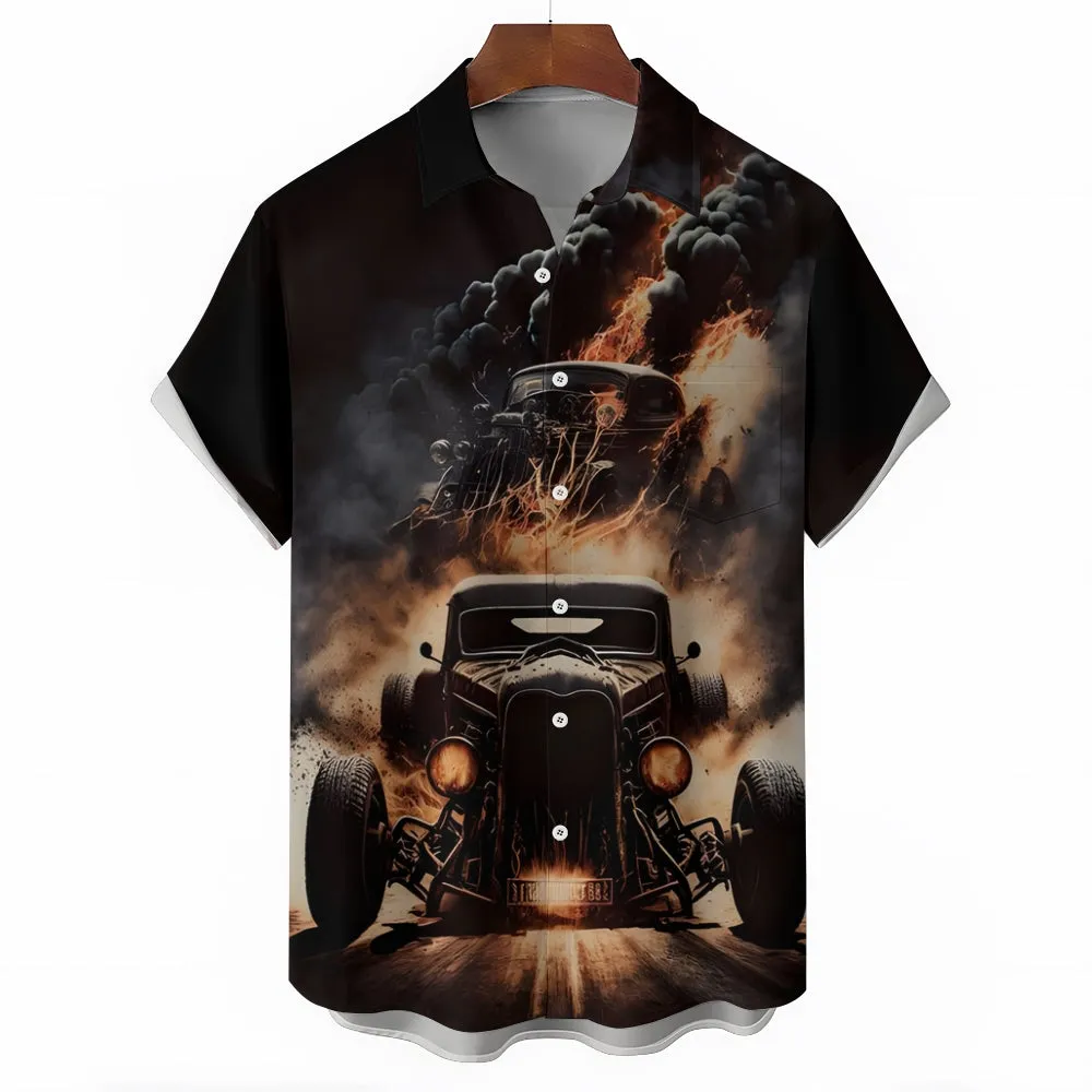 Men's Retro Car Casual Short Sleeve Shirt 2401000334