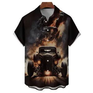 Men's Retro Car Casual Short Sleeve Shirt 2401000334