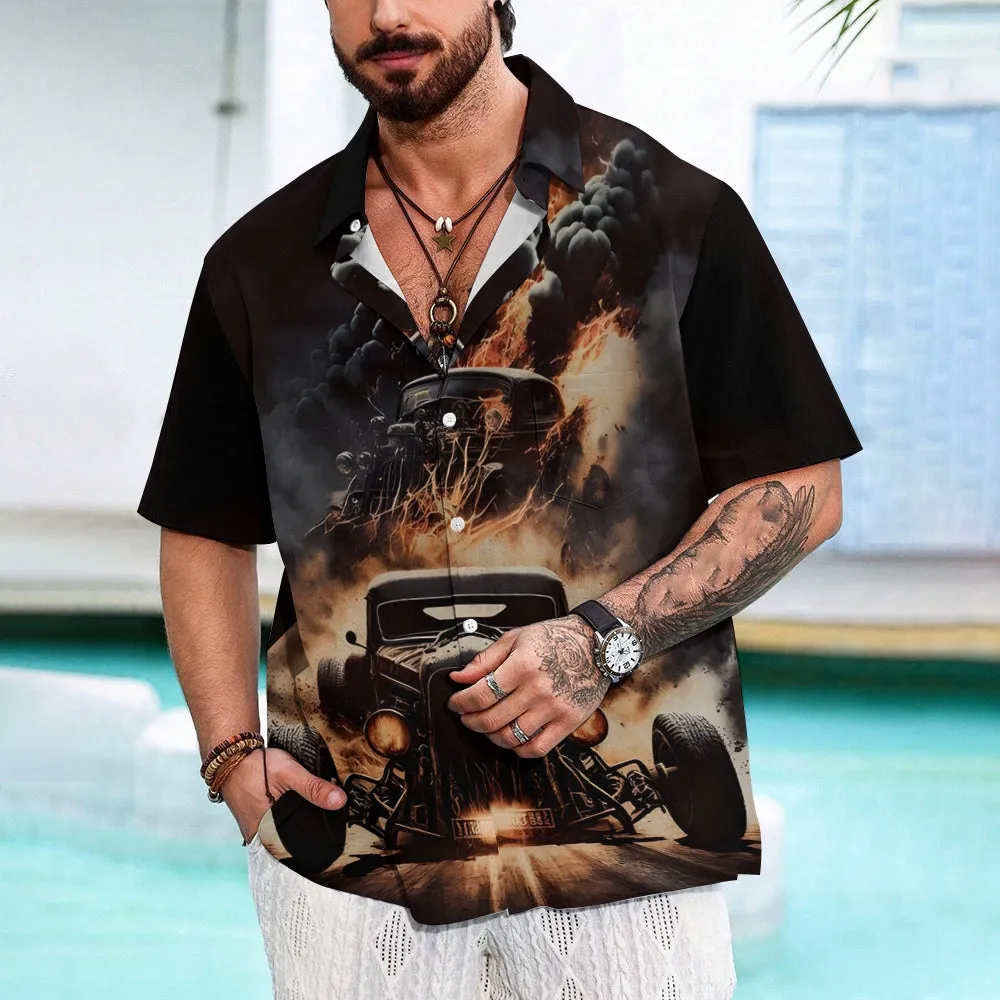 Men's Retro Car Casual Short Sleeve Shirt 2401000334