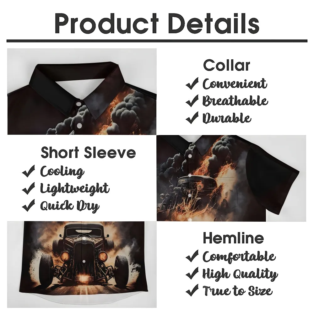 Men's Retro Car Casual Short Sleeve Shirt 2401000334