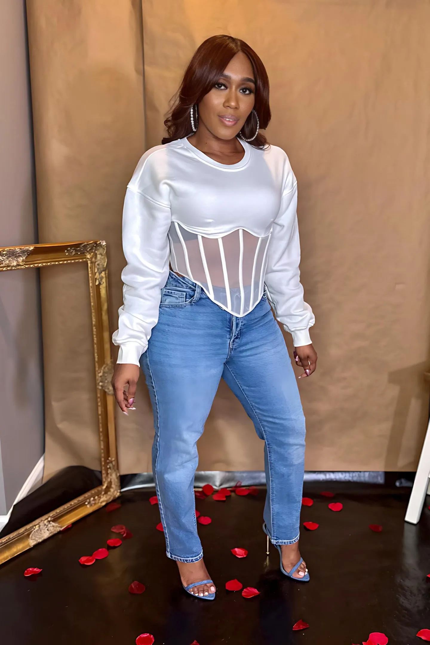 MESH DETAIL CORSET TOP