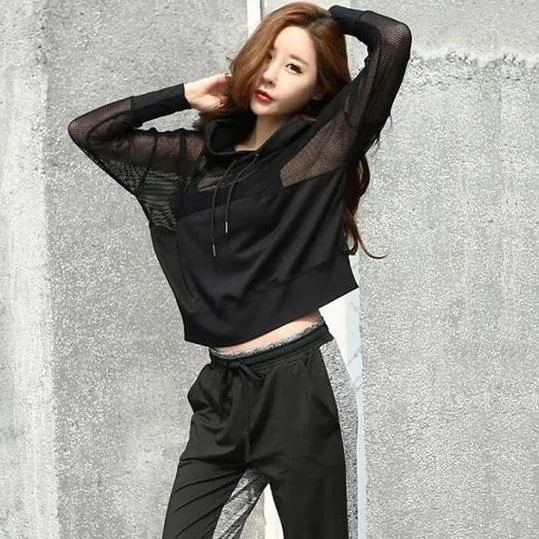 Mesh Patchwork Hooded Shirt