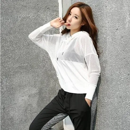 Mesh Patchwork Hooded Shirt
