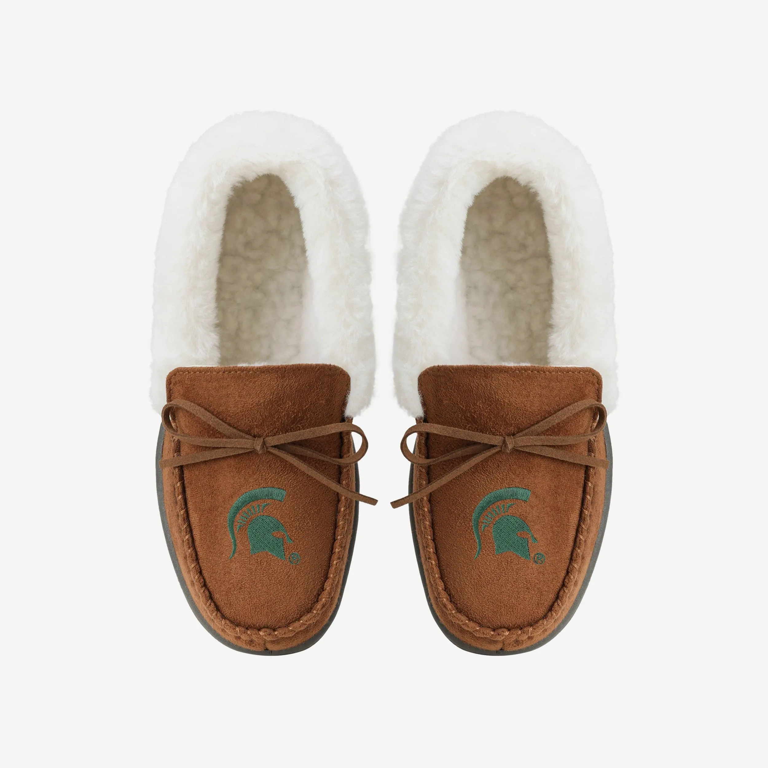 Michigan State Spartans Womens Tan Moccasin Slipper
