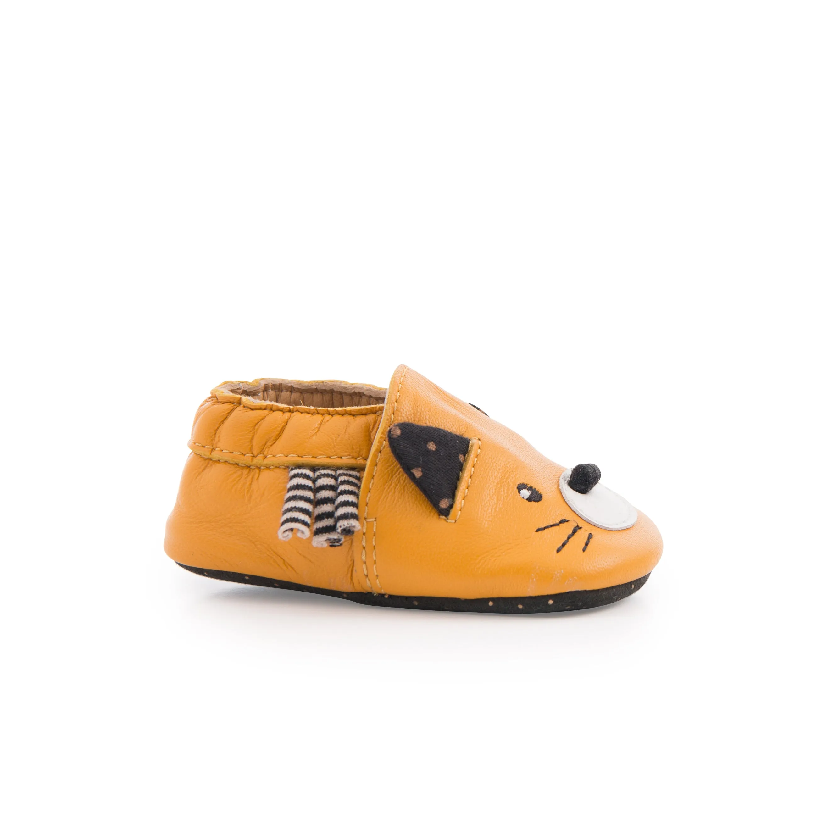 Moulin Roty Les Moustaches Yellow Cat Leather Shoes