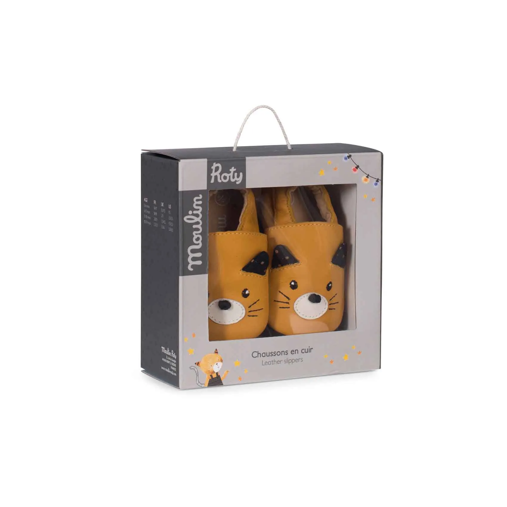 Moulin Roty Les Moustaches Yellow Cat Leather Shoes