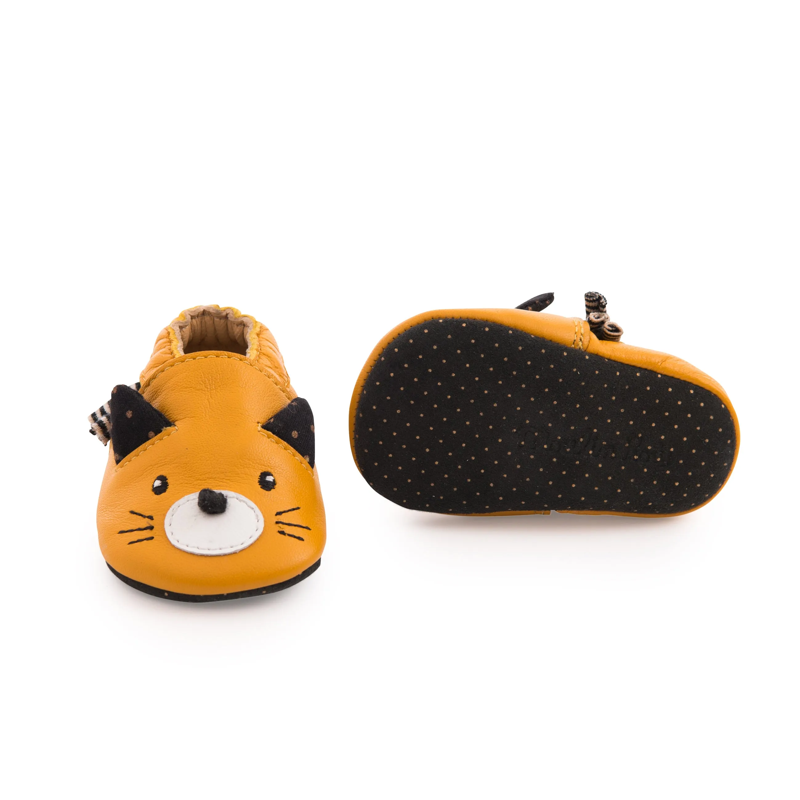 Moulin Roty Les Moustaches Yellow Cat Leather Shoes