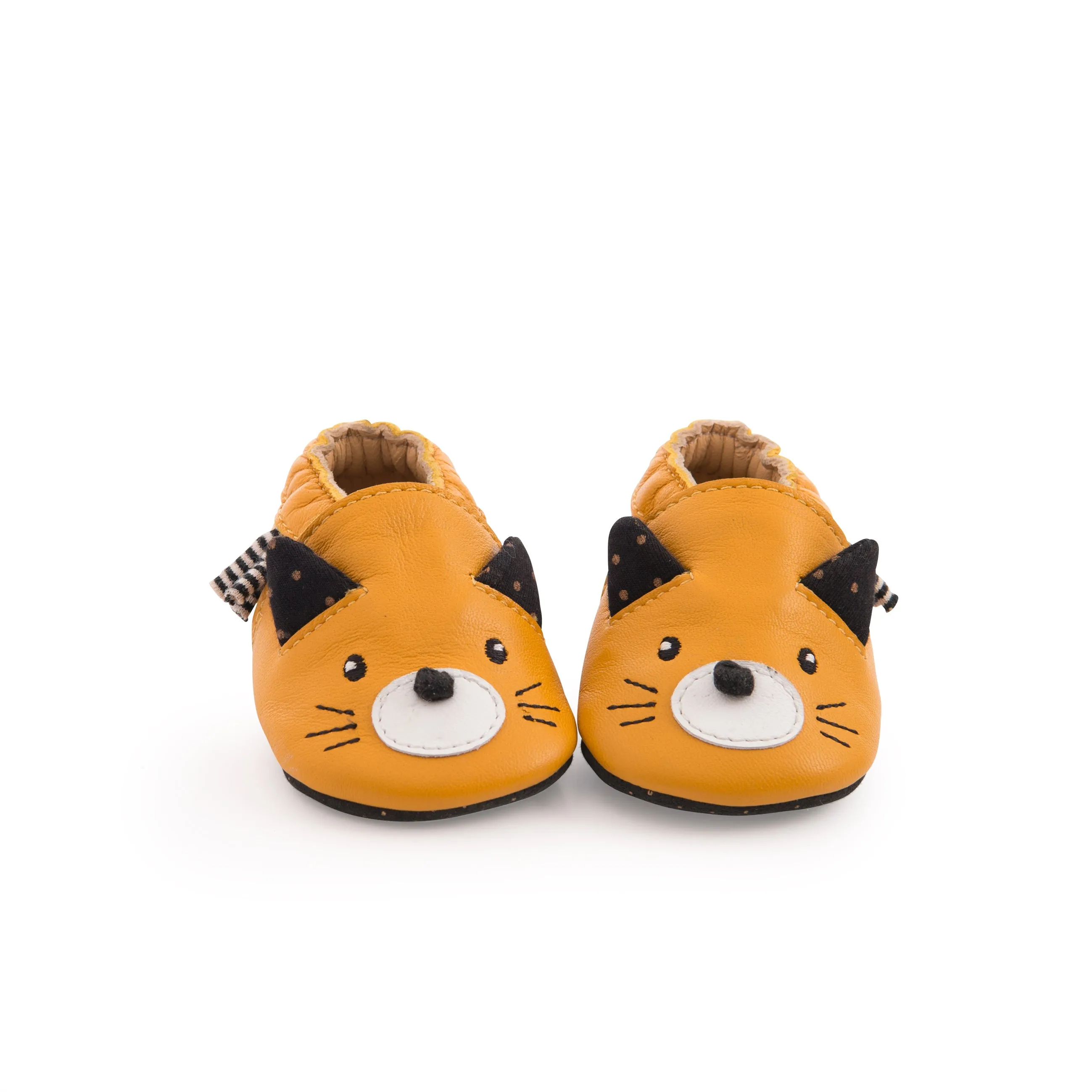 Moulin Roty Les Moustaches Yellow Cat Leather Shoes