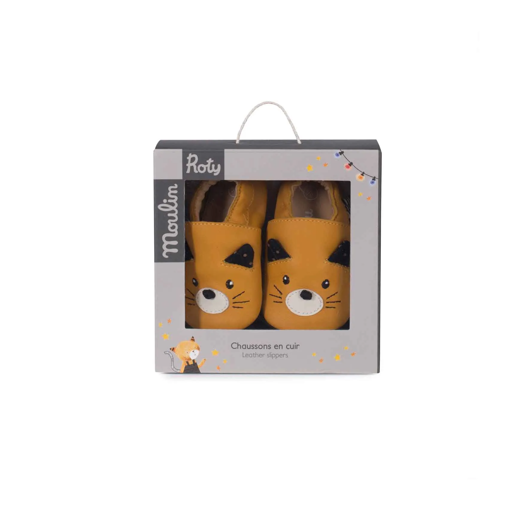 Moulin Roty Les Moustaches Yellow Cat Leather Shoes