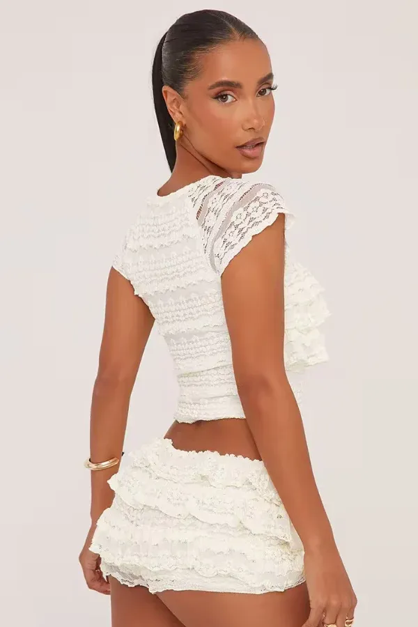Naiana - Lace Top & Shorts Set