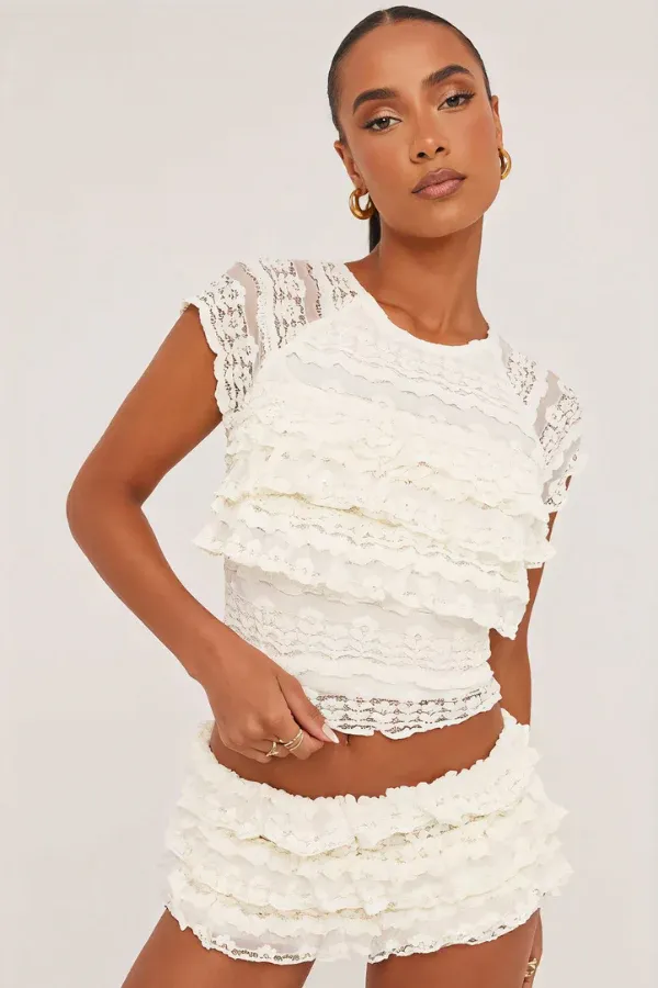 Naiana - Lace Top & Shorts Set
