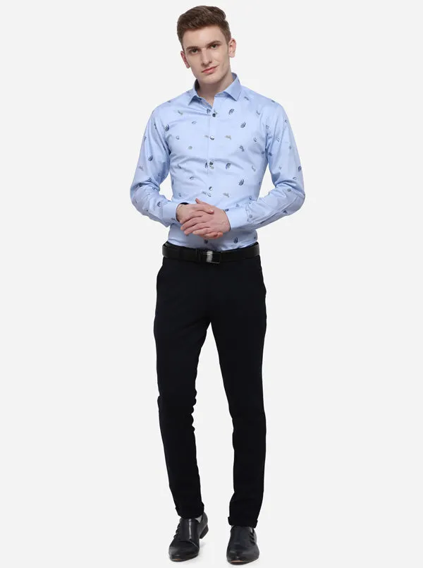Navy Blue Solid Slim Fit Formal Trouser | JB Studio
