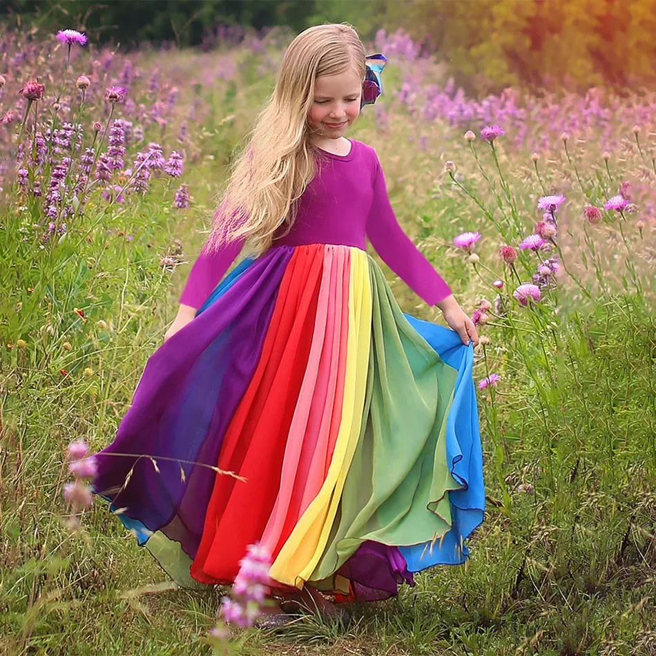 New Arrival Girls Fashion Rainbow Dress