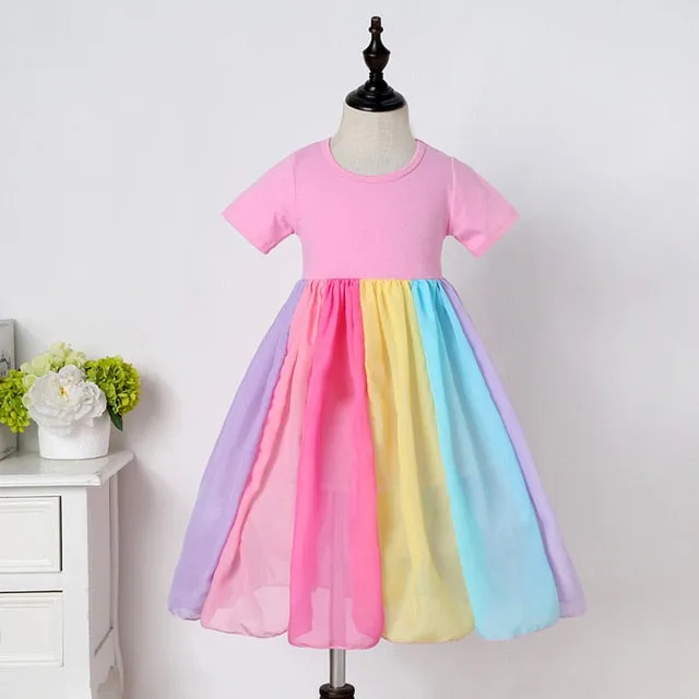 New Arrival Girls Fashion Rainbow Dress