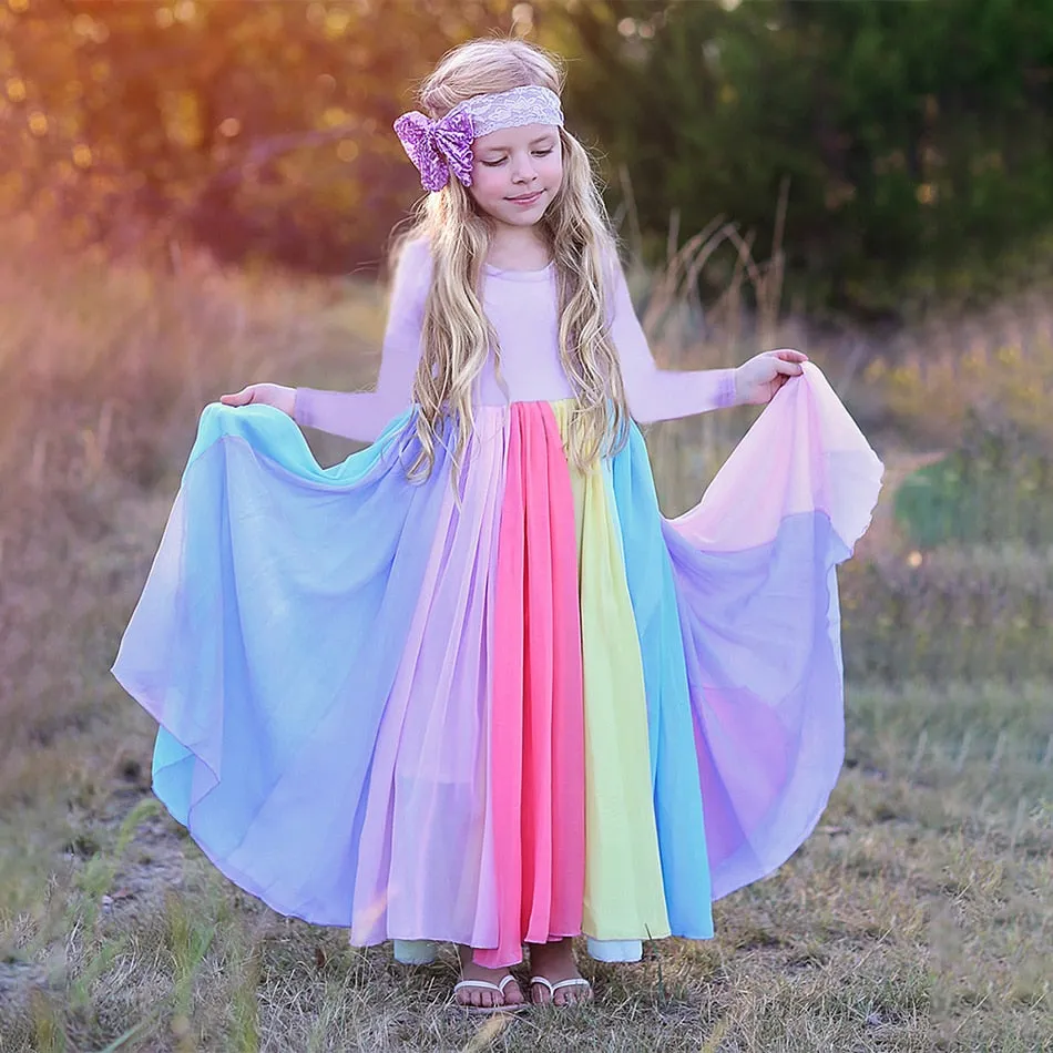New Arrival Girls Fashion Rainbow Dress