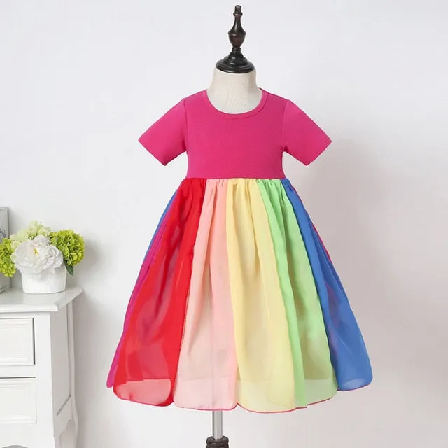 New Arrival Girls Fashion Rainbow Dress