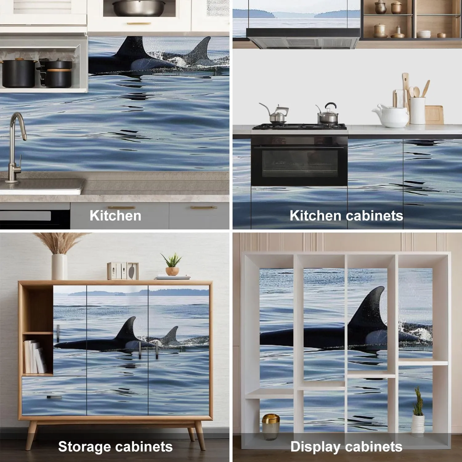NEW Retails $109, 5 Ft x 7 FT Peel and Stick Mural Wallpaper Orca Killer Whale Calf Canvas Wallpaper Self Adhesive Wall Decals Removable Wall Mural