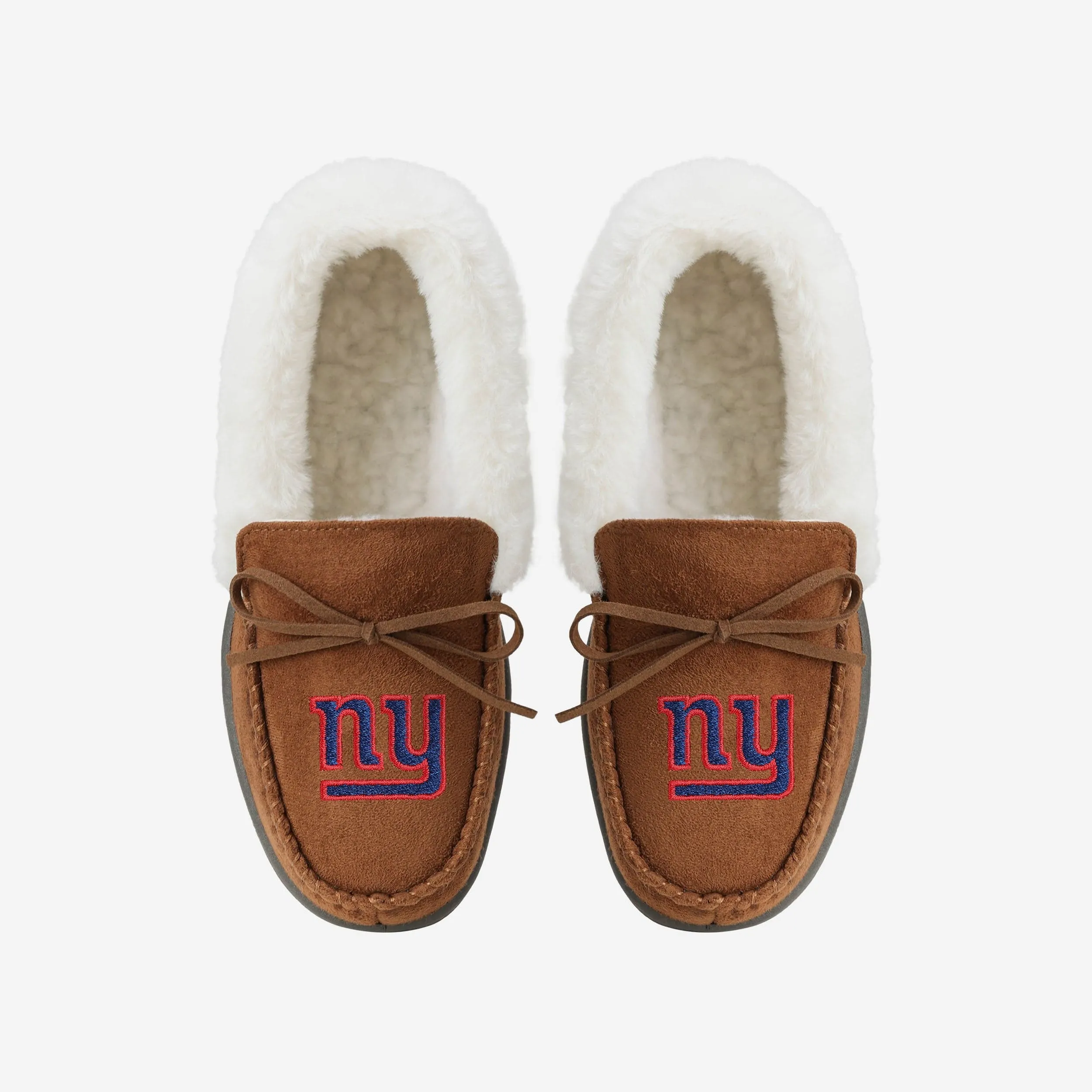 New York Giants Womens Tan Moccasin Slipper