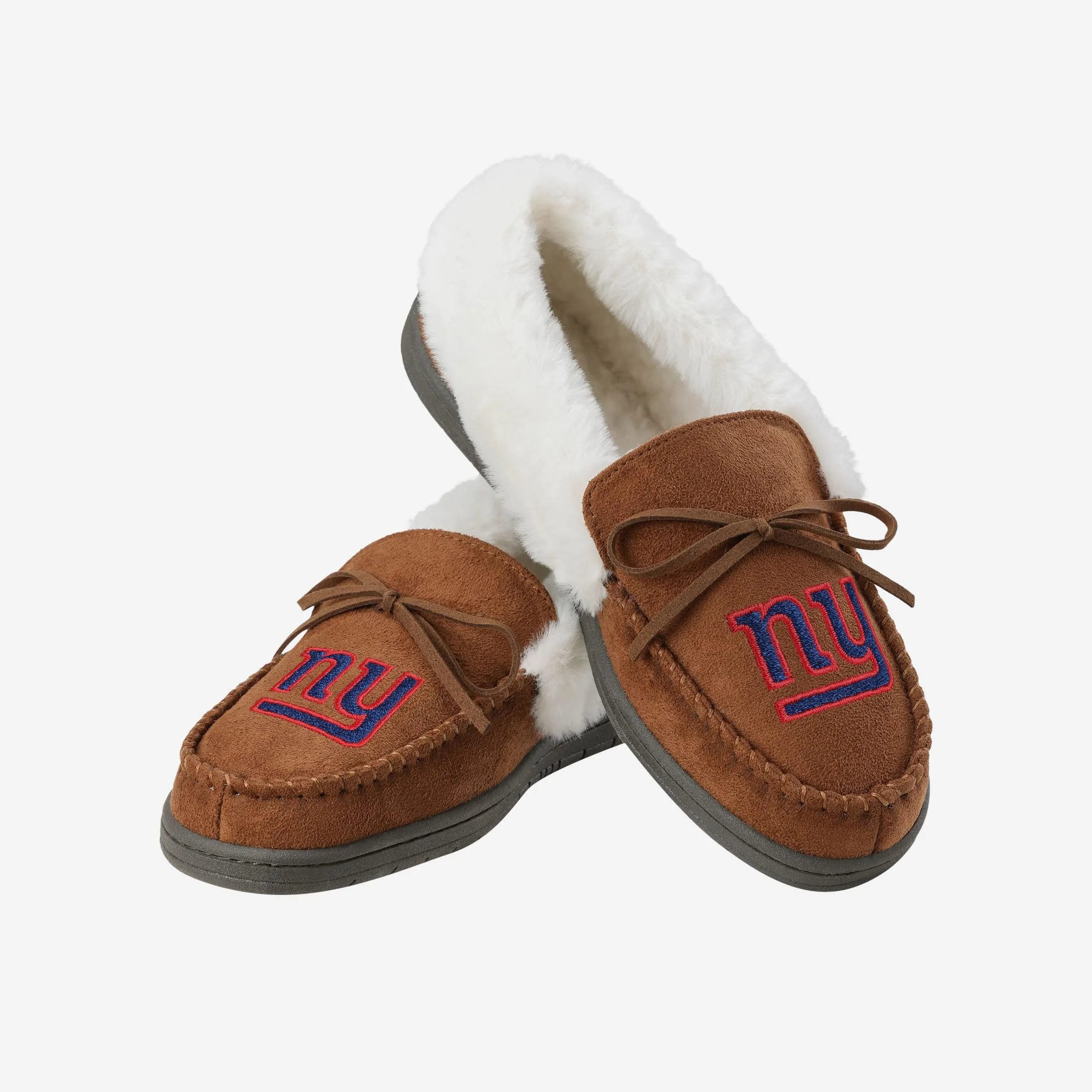 New York Giants Womens Tan Moccasin Slipper