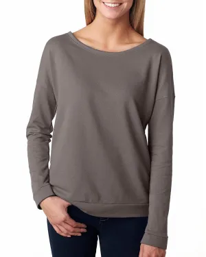 Next Level Ladies Terry Long Sleeve Scoop Tee | Warm Gray