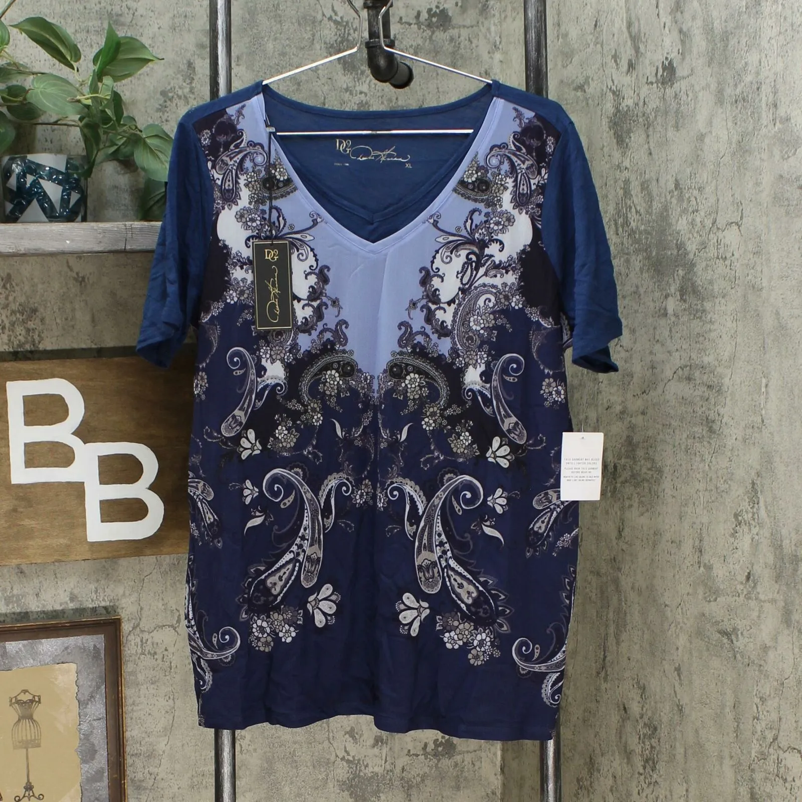 NWT DG2 By Diane Gilman Womens Mesh-Front Layered Tee. 704876 X-Large